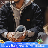 马登工装星际穿越底特律猎装夹克男春季J001美式帆布巴恩风翻领外套 黑色 2XL