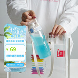 乐扣乐扣（LOCK&LOCK）人鱼线塑料运动水杯便携水壶带刻度提手男女水杯子520ML淡蓝色
