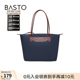 百思图冬季商场同款时尚潮流通勤大容量单肩包斜挎女X2847DX2 蓝/棕 F