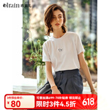 Olrain欧芮儿法式白色短袖T恤女夏季新款简约正肩显瘦上衣 白色（马） M
