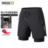 沃萨维（WOSAWE）公路车夏季骑行短裤男透气休闲骑行服自行车五分裤山地车速降套装 跨越三代-经典黑 一体坐垫 L （适合70-80公斤）