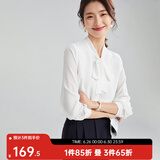 欧莎（OSA）春秋2025年新款白色OL职业衬衫女设计感长袖雪纺衬衣上衣 白色 XL