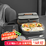 泰福高（TAFUCO）316不锈钢饭盒上班族大容量便携便当盒学生餐盘5分隔带汤碗 T5219