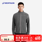 迪卡侬（DECATHLON）保暖户外抓绒衣外套男女运动宽松秋摇粒绒外套冲锋衣内胆 男款-全拉链-深灰色 L