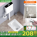 松鲸 陶瓷蹲便器套装带水箱套装厕所蹲坑便池防臭带存水弯卫生间家用 带弯【后排水】+功能水箱+喷枪