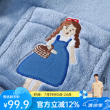 芬腾 珊瑚绒睡衣女冬季加厚法兰绒开衫加绒休闲秋冬款家居服套装 灰兰 M