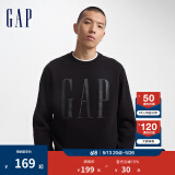 Gap男女装字母印花大logo圆领抓绒卫衣609136简约经典款 黑色 185/108A(XXXL) 亚洲尺码