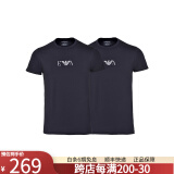 阿玛尼（ARMANI）奢侈品男装 男装短袖t恤男士时尚休闲修身薄款微弹短袖T恤两件装 黑色 L 150-160斤