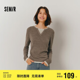 森马（Semir）森马毛衣女短款假两件含羊毛针织衫24冬新款保暖内搭109724107015