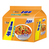 康师傅方便面一倍半红烧牛肉面5连包香辣泡面速食【新老包装随机发货】 【5袋】一倍半-香辣牛肉面