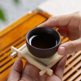 功夫小茶杯陶瓷茶盏茶碗家用单个品茗杯紫砂主人杯青花瓷泡茶 紫砂杯 35ml 1只