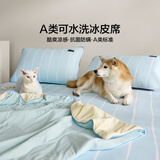 LOVO罗莱 A类冰丝席凉席床笠双人三件套蓝色150*200*30【可机洗】