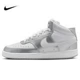 耐克NIKE休闲鞋女子减震COURT VISION 中帮板鞋CD5436-108银白36