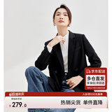 尚都比拉职业通勤西装女春秋高级感面试正装外套气质小西服 黑色 L