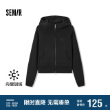 森马（Semir）外套女短款插肩袖小个子潮2024冬季加绒紧身连帽夹克109724108015
