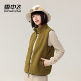 雪中飞摇粒绒马甲女2026秋冬新款情侣立领加厚抓绒背心 橄榄绿 M165