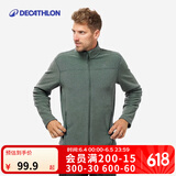 迪卡侬（DECATHLON）保暖户外抓绒衣外套男女运动宽松秋摇粒绒外套冲锋衣内胆 男款-全拉链-墨绿色 2XL
