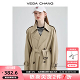 VEGA CHANG风衣外套女2025年春秋新款中长款高级感纯色大衣 摩卡棕 M
