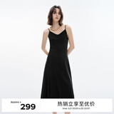 伊芙丽（eifini）伊芙丽分割显瘦高级感气质百搭吊带裙2024秋装新款简约茶歇裙子 黑色 M 106-118斤