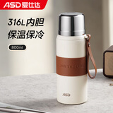 爱仕达（ASD）保温杯316L不锈钢大容量户外运动水杯男女便携茶杯RWS80B30WG-W
