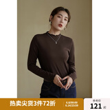 独束大码女装【发热防静电】百搭打底衫女显瘦秋冬新款胖mm针织衫 棕咖色 4XL