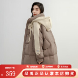 鸭鸭（YAYA）【佟丽娅同款】高端羽绒服女派克服中长款小个子防寒保暖外套H 摩卡色 M/160