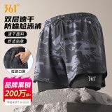 361°游泳裤男士平角假两件防尴尬专业训练大码宽松速干泡温泉泳裤