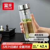 富光玻璃杯双层 带茶隔大容量隔热茶杯高档商务泡茶车载水杯透明杯子