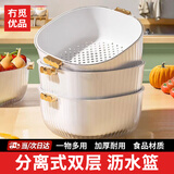 冇觅优品洗菜篮沥水篮双层洗水果盆厨房滤水碗架洗碗洗菜淘菜盆