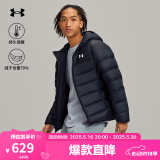 安德玛（UNDERARMOUR）冬季新款Core男子连帽运动短款鸭绒保暖羽绒服6001970 黑色001 XL