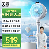 贝昂空气循环扇静音卧室客厅电风扇智能语音节能大风力直流变频家用风扇台式桌面电风扇3D摇头 SF3Pro【AI风随人动】感应摇头