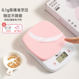 魔幻厨房 厨房秤 0.1g高准度家用电子称食物计量秤烘培珠宝称重辅食工具 高精准0.1G粉色-方型电子秤