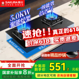 樱花（SAKURA）燃气灶天然气灶煤气灶双灶液化气灶具猛火炉灶台式嵌入式两用5.0KW大火力国家补贴20% 【液化气】B9209大面板多种开孔尺寸