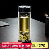 希诺双层玻璃杯磁吸式茶水分离杯子男高档茶杯水杯XN-7012紫罗兰300mL