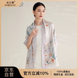 宝石蝶真丝丝巾女100%桑蚕丝旗袍披肩双面围巾妈妈生日礼物女礼盒/蝶语2