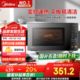 美的（Midea）家用变频微波炉平板式易清洁 800W微波速热 一键智能菜单 钻石背板 微晶面板加热20L（PM20M2）
