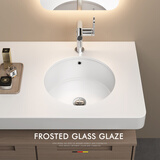 IVIENAIISH正方形平底台下盆卫生间嵌入式洗手盆单面盆小尺寸阳台陶瓷洗脸盆 平底正圆形40*40+纯白抽拉全套