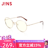 JINS睛姿女士防蓝光眼镜防辐射电脑护目镜金属圆框眼镜框FPC18A101 95浅金色x棕色代瑁
