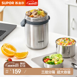 苏泊尔（SUPOR）保温饭盒304不锈钢大容量三层学生便当保温 真空保温3层1.9L