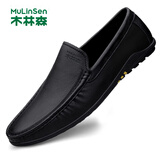 木林森（MULINSEN）男鞋牛皮商务休闲轻便软底一脚蹬豆豆鞋 19591
