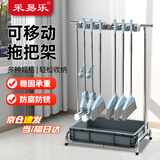 采易乐 不锈钢拖把架 拖把扫把墩布挂架落地式沥水整理架清洁工具置物架 6挂8钩带灰盆