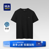 海澜之家（HLA）短袖t恤男夏季时尚印花百搭圆领短T打底上衣男装潮牌休闲体恤衫男 黑色97(凉感抗菌防螨) L 175/92A