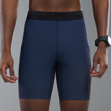 NEDAO内道汗隐痕条纹四分半弹紧身跑步短裤男款马拉松运动短裤春夏新款 藏青色 L