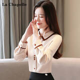 拉夏贝尔（La Chapelle）长袖衬衫女装2025年秋季小个子女士打底上衣雪纺春秋衬衣上衣女潮 珍珠白（夏款） L 120-130斤