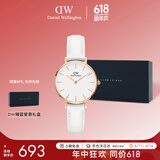 丹尼尔惠灵顿（DanielWellington）DW女表金边白色皮质表带28mm白盘欧美简约风节日礼物DW00100249