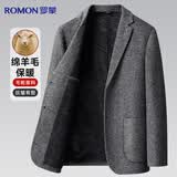 罗蒙【绵羊毛】毛呢西服男士秋冬季加大码商务休闲单西装保暖工装上衣