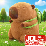 轩岛卡皮巴拉玩偶超大号抱枕女生睡觉专用夹腿侧睡公仔布娃娃毛绒玩具 卡皮水豚巴拉+乌龟背包35cm 情人节送女朋友生日礼物吧啦娃娃正常版