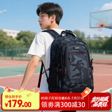 Edison高中生书包大容量初中大学生防泼水双肩包旅行背包K052-9G迷彩黑