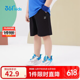 361°儿童短裤夏季男女童3-12岁透气运动裤梭织五分裤 黑 110