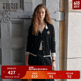 Teenie Weenie小熊针织开衫女春季软糯舒适简约休闲通勤针织毛衣外套女 黑色 S (160)